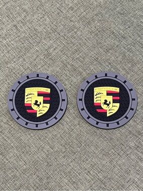 Source Unknown Porsche Logo Coasters in Black, Yellow, Red, Gray